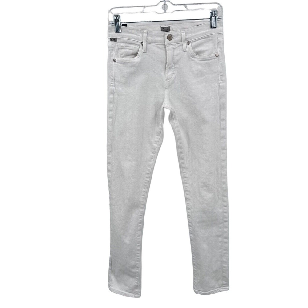 Citizens of Humanity Agnes Midrise Slim Straight White Jeans Preppy Womens 24